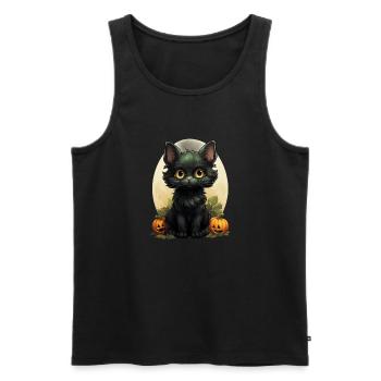 Black Cat Halloween Pumpkin - Cat - Männer Premium Bio Tank Top - Schwarz - Vorne - AI Model Male 178 light (178cm)