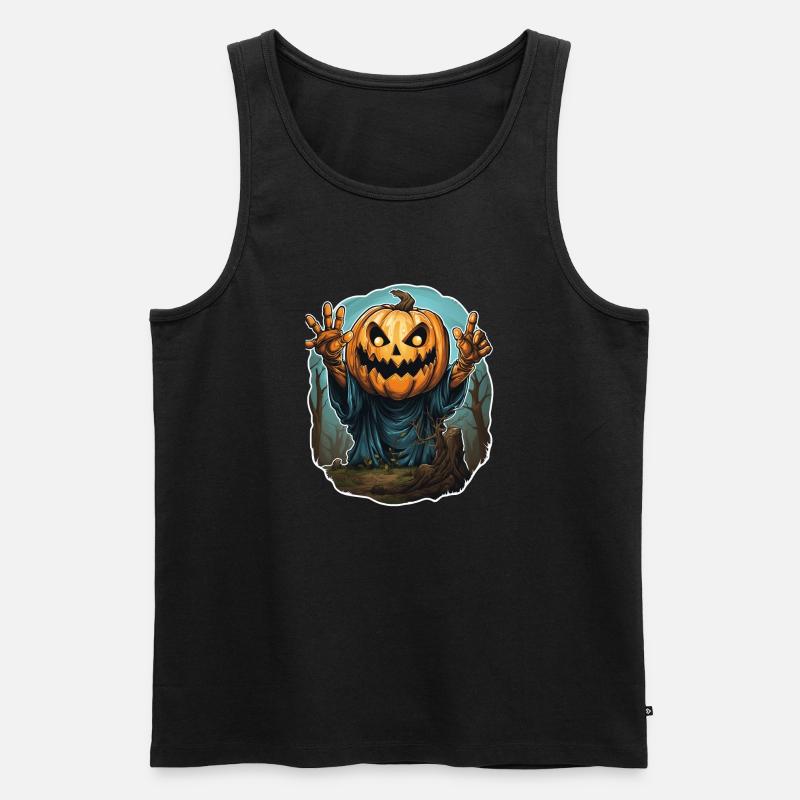 Halloween Emerging Hands Spooky Pumpkin - Männer Premium Bio Tank Top - Schwarz