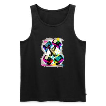 Weight Trainings Dumbbells - Men's Premium Organic Tank Top - black - Front - AI Model Male 178 light (178cm)