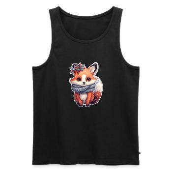 süßer Fuchs winterlich - Männer Premium Bio Tank Top - Schwarz - Vorne - AI Model Male 178 light (178cm)