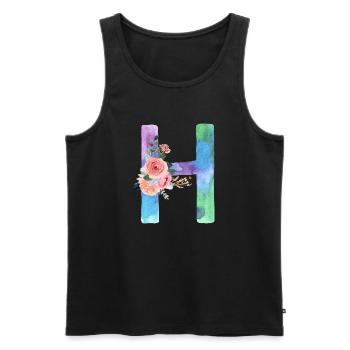 Buchstabe H Aquarell - Männer Premium Bio Tank Top - Schwarz - Vorne - AI Model Male 178 light (178cm)