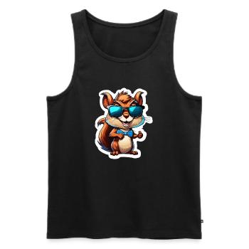 Squirrel / Animal / Rodent / Forest Animal / Comic - Men's Premium Organic Tank Top - black - Front - AI Model Male 178 light (178cm)