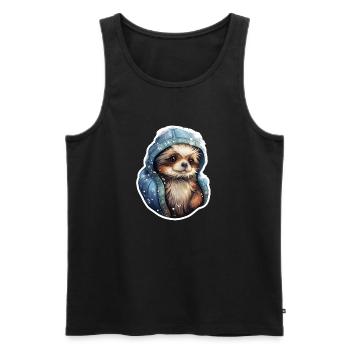 Küntlerischer Golden Retriever mit Anorak - Männer Premium Bio Tank Top - Schwarz - Vorne - AI Model Male 178 light (178cm)