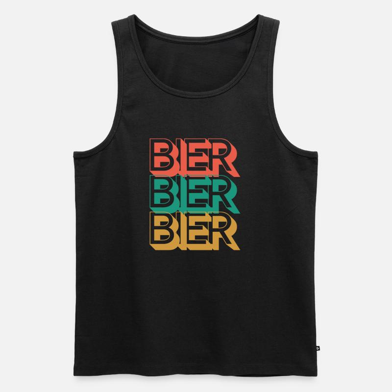 Retro Bier 80s - Männer Premium Bio Tank Top - Schwarz