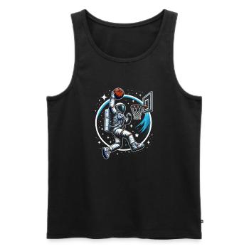 Astronaute faisant du slam dunk basketball - Débardeur bio Premium Homme - noir - Devant - Michal (187cm)