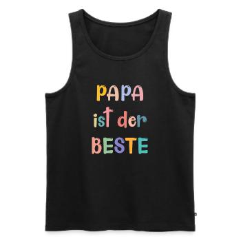 Papa ist der Beste! - Männer Premium Bio Tank Top - Schwarz - Vorne - Michal (187cm)