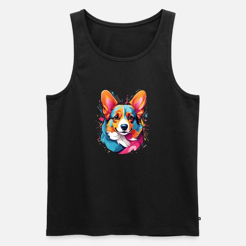 Corgi Splash - Männer Premium Bio Tank Top - Schwarz