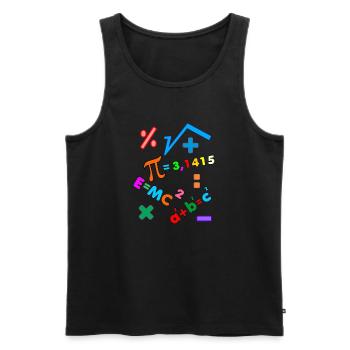Symboles mathématiques, couleur des caractères - Débardeur bio Premium Homme - noir - Devant - AI Model Male 178 light (178cm)