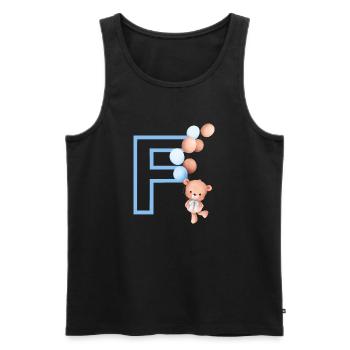 Letter f blue bear - Men's Premium Organic Tank Top - black - Front - AI Model Male 178 light (178cm)