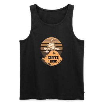 Coffee in the mountains - Men's Premium Organic Tank Top - black - Front - AI Model Male 178 light (178cm)