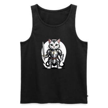 Cat Ritter Knight Katze Geschenk Mittelalter - Männer Premium Bio Tank Top - Schwarz - Vorne - AI Model Male 178 light (178cm)