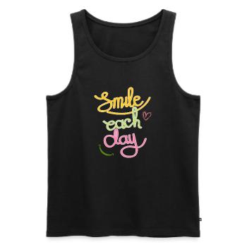 Smile Each Day - Cheerful Motivational Art - Men's Premium Organic Tank Top - black - Front - Michal (187cm)