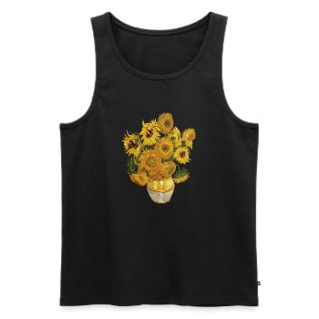 Sonnenblumen van Gogh - Männer Premium Bio Tank Top - Schwarz - Vorne - AI Model Male 178 light (178cm)