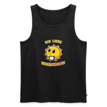 I Love Morning People Coffee Mug Sun Funny - Men's Premium Organic Tank Top - black - Front - AI Model Male 178 light (178cm)