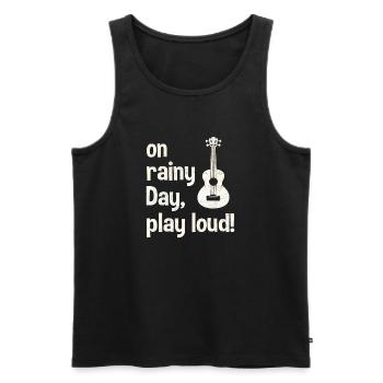 Ukulele: on rainy day, play loud! - Männer Premium Bio Tank Top - Schwarz - Vorne - Michal (187cm)