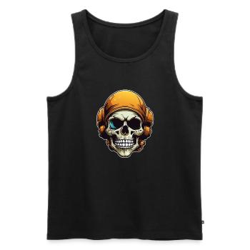 Dekorativer bunter Skull mit Verzierung - Männer Premium Bio Tank Top - Schwarz - Vorne - AI Model Male 178 light (178cm)