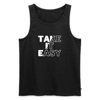 Take it Easy - Männer Premium Bio Tank Top - Schwarz - Vorne - AI Model Male 178 light (178cm)