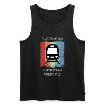 Train Railway Railroad Worker Trains Train Driver - Men's Premium Organic Tank Top - black - Front - Michal (187cm)