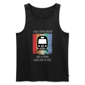 Train Railway Railroad Worker Trains Train Driver - Men's Premium Organic Tank Top - black - Front - Michal (187cm)