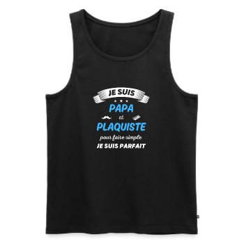 Je suis papa et plaquiste je suis parfait - Débardeur bio Premium Homme - noir - Devant - AI Model Male 178 light (178cm)