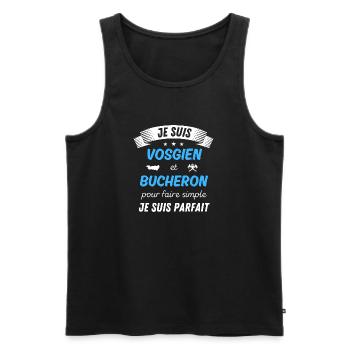 Je suis vosgien et bucheron je suis parfait - Débardeur bio Premium Homme - noir - Devant - AI Model Male 178 light (178cm)