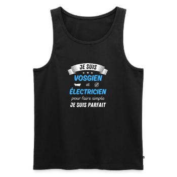 Je suis vosgien et électricien je suis parfait - Débardeur bio Premium Homme - noir - Devant - AI Model Male 178 light (178cm)