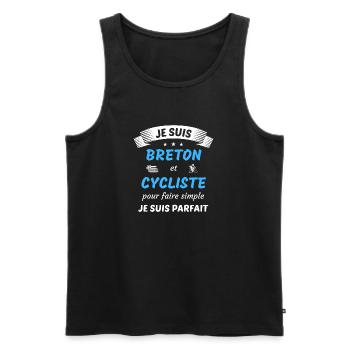 Je suis breton et cycliste je suis parfait - Débardeur bio Premium Homme - noir - Devant - Michal (187cm)