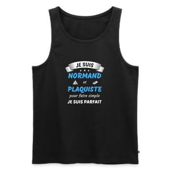 Je suis normand et plaquiste je suis parfait - Débardeur bio Premium Homme - noir - Devant - Michal (187cm)