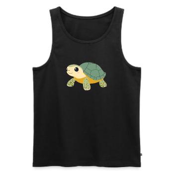 Turtle Slow - Men's Premium Organic Tank Top - black - Front - Michal (187cm)