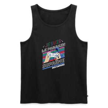 je suis le parrain suprême des gamers t-shirt - Débardeur bio Premium Homme - noir - Devant - Michal (187cm)