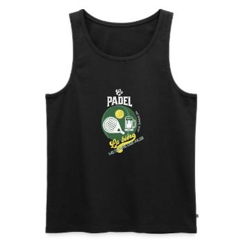 Le padel me donne soif la bière me donne des ailes - Débardeur bio Premium Homme - noir - Devant - Michal (187cm)