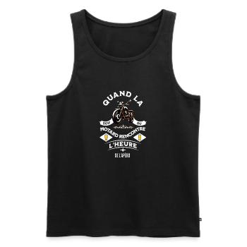 Homme humour moto apéro bière cadeau pour motard - Débardeur bio Premium Homme - noir - Devant - Michal (187cm)