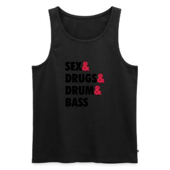 Sex & Drugs & Drum & Bass - Männer Premium Bio Tank Top - Schwarz - Vorne - Michal (187cm)