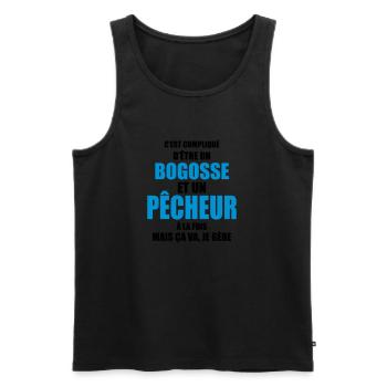 c'est compliqué d'être un bogosse et un pêcheur - Débardeur bio Premium Homme - noir - Devant - Michal (187cm)