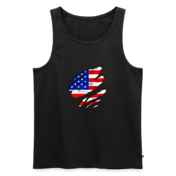 america design united - Débardeur bio Premium Homme - noir - Devant - AI Model Male 178 light (178cm)