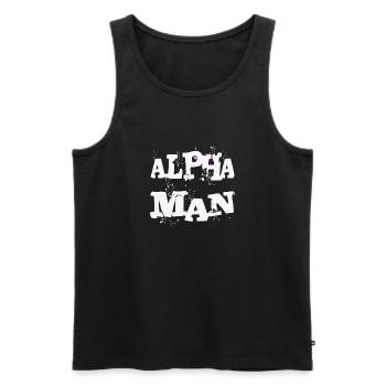 ALPHA MAN - Men's Premium Organic Tank Top - black - Front - Michal (187cm)