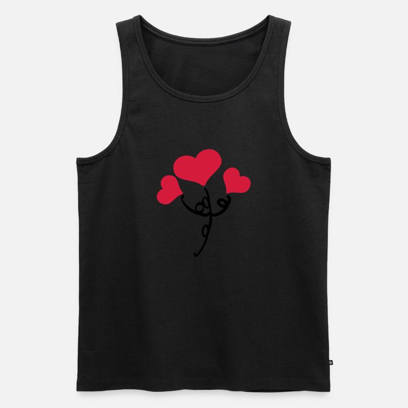 Rote Herzen Blume - Männer Premium Bio Tank Top - Schwarz