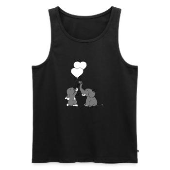 2 freunde elefant team paar luftballon herz liebe - Männer Premium Bio Tank Top - Schwarz - Vorne - AI Model Male 178 light (178cm)