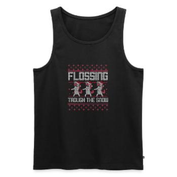 Flossing through the Snow Floss Einhorn Tanz Kind - Männer Premium Bio Tank Top - Schwarz - Vorne - AI Model Male 178 light (178cm)