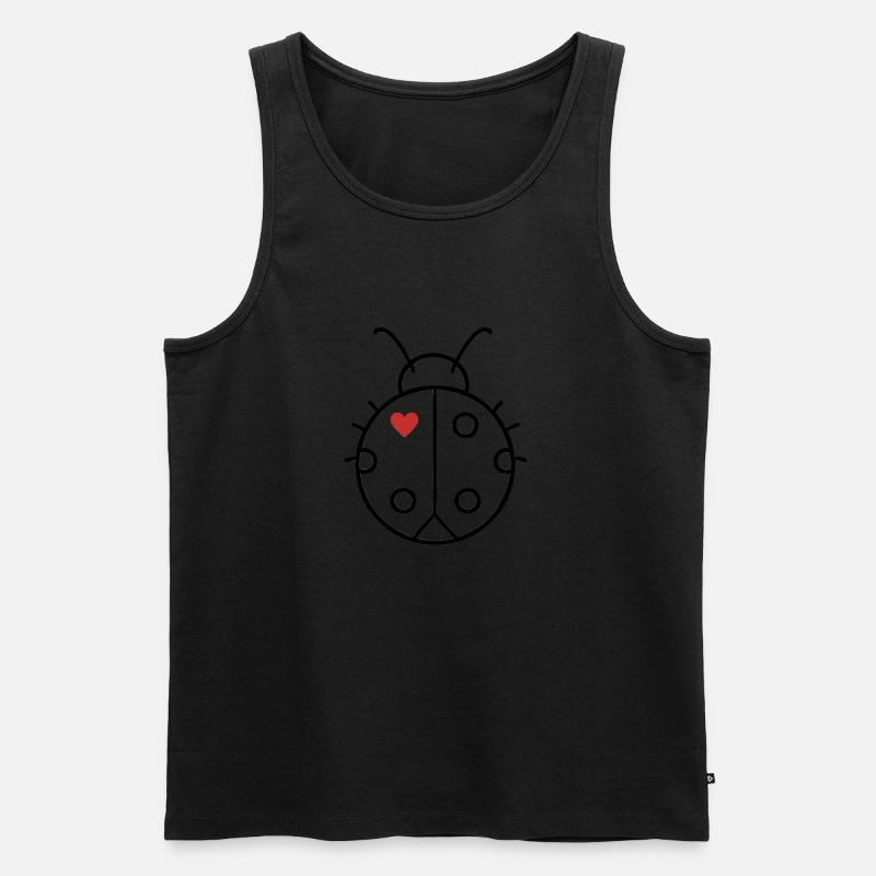 Marienkäfer mit Herz - Männer Premium Bio Tank Top - Schwarz