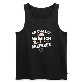 La chasse ma saison préférée. Cadeau chasseur - Débardeur bio Premium Homme - noir - Devant - Michal (187cm)