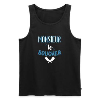 Monsieur le boucher cadeau boucher - Débardeur bio Premium Homme - noir - Devant - Michal (187cm)