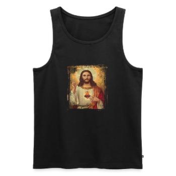 Sauveur - Débardeur bio Premium Homme - noir - Devant - Michal (187cm)