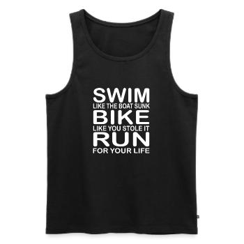 Triathlon Natation Bike Run - Débardeur bio Premium Homme - noir - Devant - Michal (187cm)