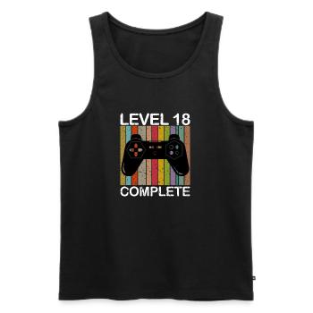 Level 18 Complete - 18. Geburtstag Gamer - Männer Premium Bio Tank Top - Schwarz - Vorne - AI Model Male 178 light (178cm)