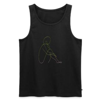 Dessin au trait silhouette féminine Visages féminins visage - Débardeur bio Premium Homme - noir - Devant - AI Model Male 178 light (178cm)