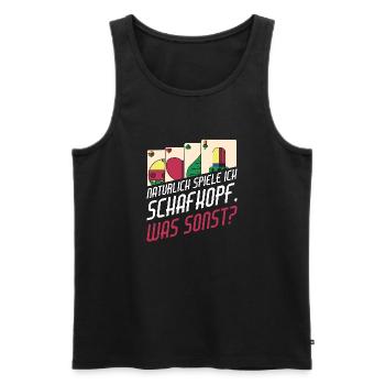 Natürlich spiele ich Schafkopf - Männer Premium Bio Tank Top - Schwarz - Vorne - Michal (187cm)