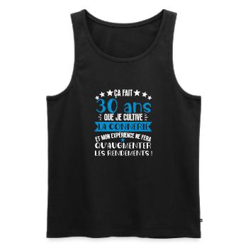 30 ans que je cultive la connerie anniversaire - Débardeur bio Premium Homme - noir - Devant - Michal (187cm)