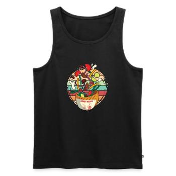 Cheerful hopping retro kebab - Men's Premium Organic Tank Top - black - Front - AI Model Male 178 light (178cm)