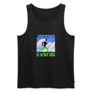 LE JOGGING EST DANS MON ADN - Débardeur bio Premium Homme - noir - Devant - Michal (187cm)